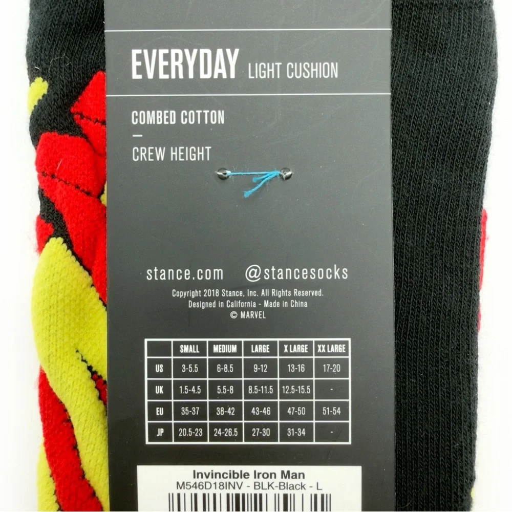 Stance Marvel Invincible Iron Man Crew Socks Large Mens 9-12 Disney Avengers New